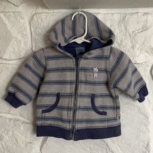 Pumpkin Patch 6 - 12 months blue gray with bear hoodie jacket